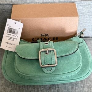 Coach AshtonMint Green Suede Mini Crossbody or ClutchBag